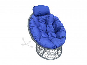 Кресло Папасан мини пружинка с ротангом синяя подушка в Радужном - raduzhnyj.magazinmebel.ru | фото