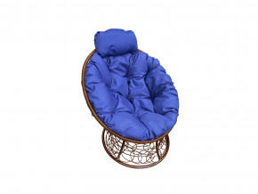 Кресло Папасан мини с ротангом синяя подушка в Радужном - raduzhnyj.magazinmebel.ru | фото