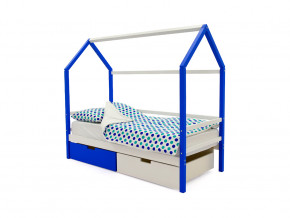 Кровать-домик Svogen с ящиками сине-белый в Радужном - raduzhnyj.magazinmebel.ru | фото