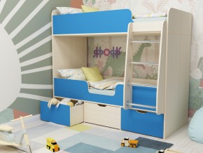 Кровать двухъярусная Малыш двойняшка дуб молочный-голубой в Радужном - raduzhnyj.magazinmebel.ru | фото