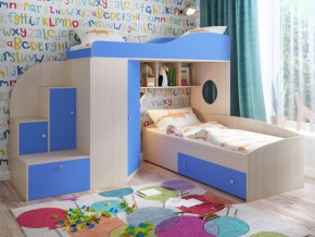 Кровать Кадет 2 Дуб молочный-голубой в Радужном - raduzhnyj.magazinmebel.ru | фото