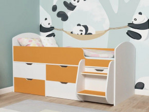 Кровать Малыш-7 белое дерево-оранжевый в Радужном - raduzhnyj.magazinmebel.ru | фото