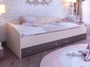 Кровать с выкатными ящиками Дуб молочный-Бодего в Радужном - raduzhnyj.magazinmebel.ru | фото