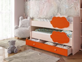 Кровать Соник с ящиком млечный дуб-оранж в Радужном - raduzhnyj.magazinmebel.ru | фото