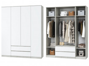 Шкаф для одежды четырехдверный Лори дуб серый, белый в Радужном - raduzhnyj.magazinmebel.ru | фото