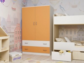 Шкаф двухстворчатый белый-оранж в Радужном - raduzhnyj.magazinmebel.ru | фото